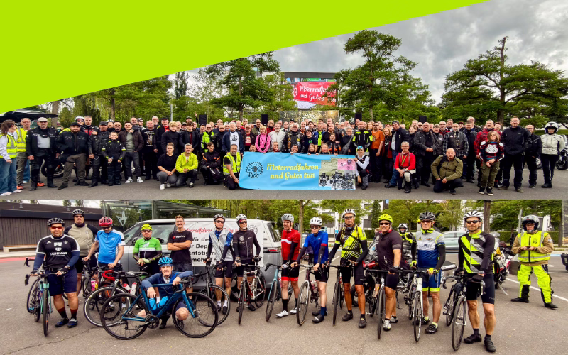 Fellows Ride 2026 Gruppenfoto mit Motorradfahrern und Fahrradfahrern